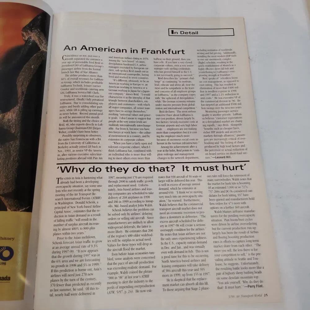 Air Transport World Magazine - May 1998 Edition - Turboprops & RJs